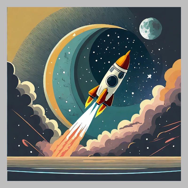 Emmenez-moi sur la lune Démarrage d’une fusée spatiale vintage