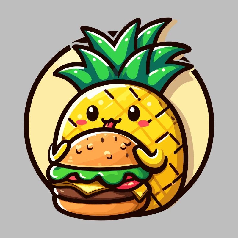Ananas frisst einen Burger