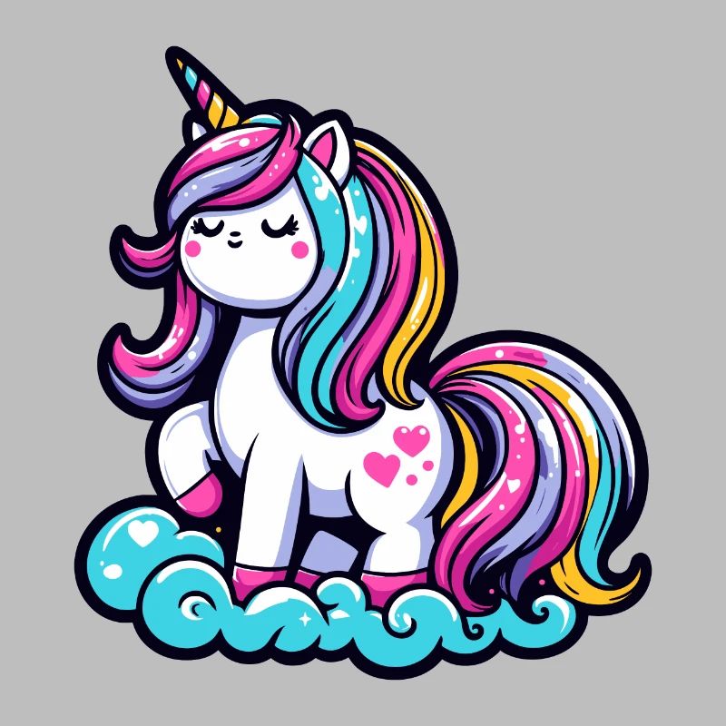 Niedliches Einhorn auf einer Wolke