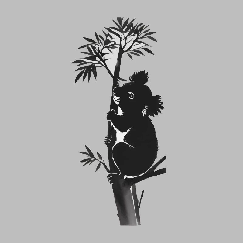 Silhouette eines Koalas, der sich an einen Baum