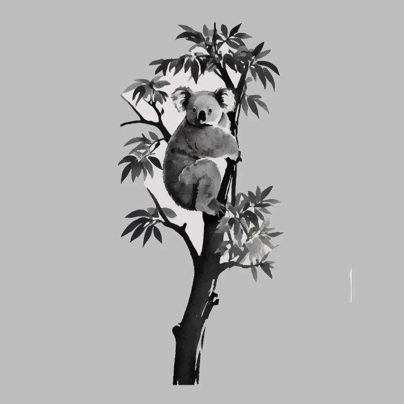 Silhouette eines Koalas, der sich an einen Baum