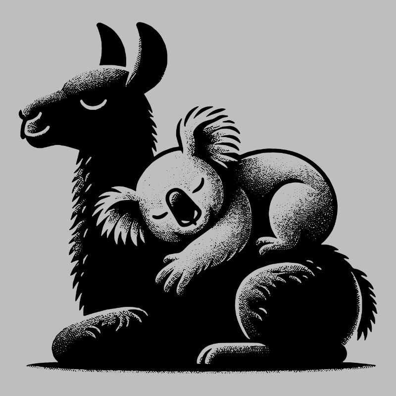 Sleeping koala on a sleeping llama