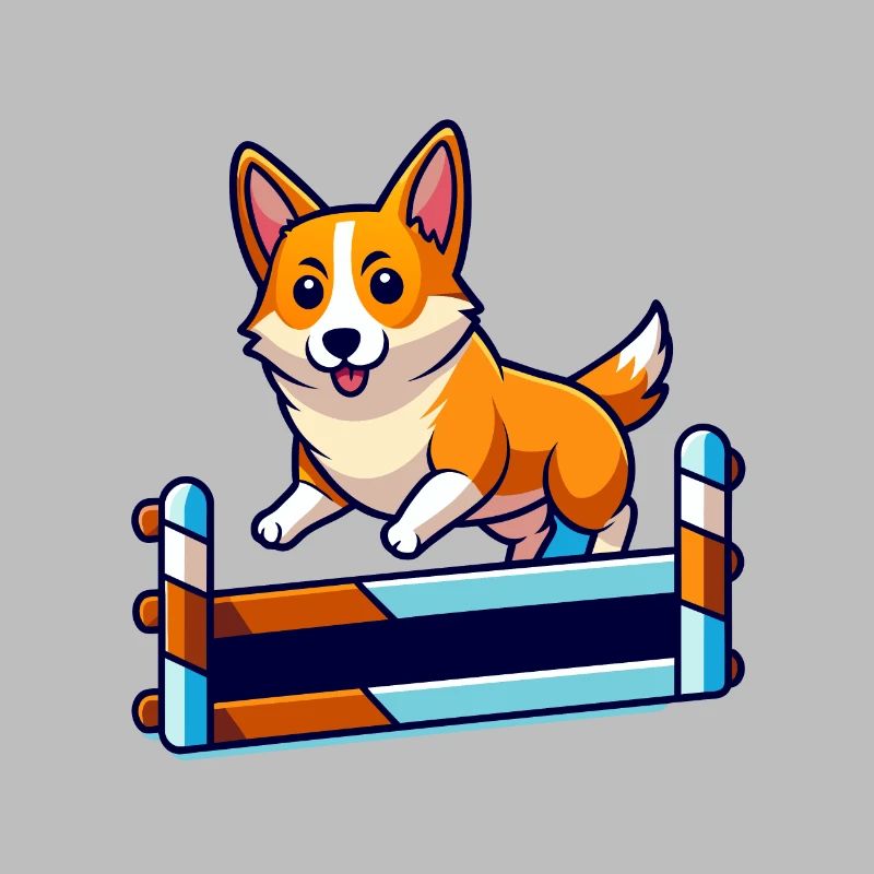 Art du parcours d’agilité Corgi déterminé