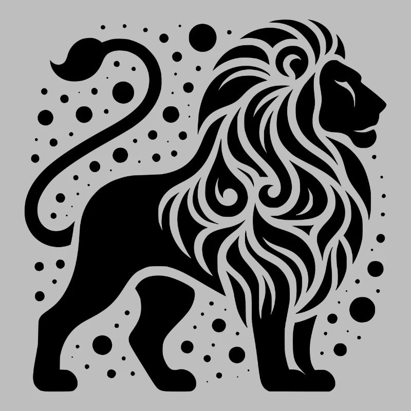 Proud lion with wild mane