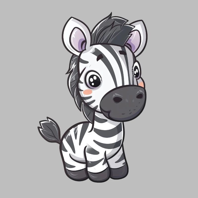 Comic-Stil Kawaii Zebra Aufkleber – Isoliert