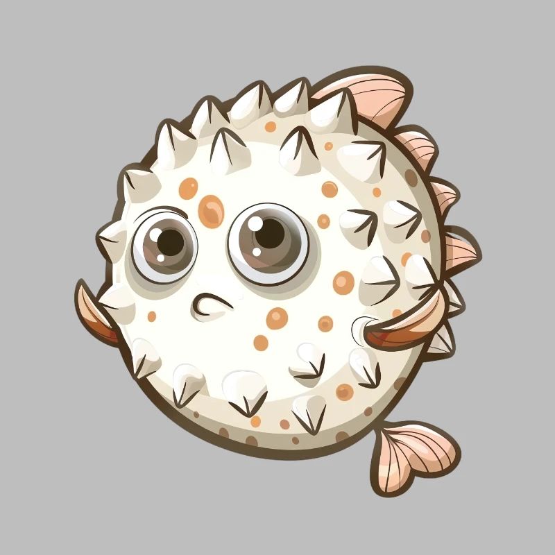 Mignon personnage de dessin animé de poisson-globe