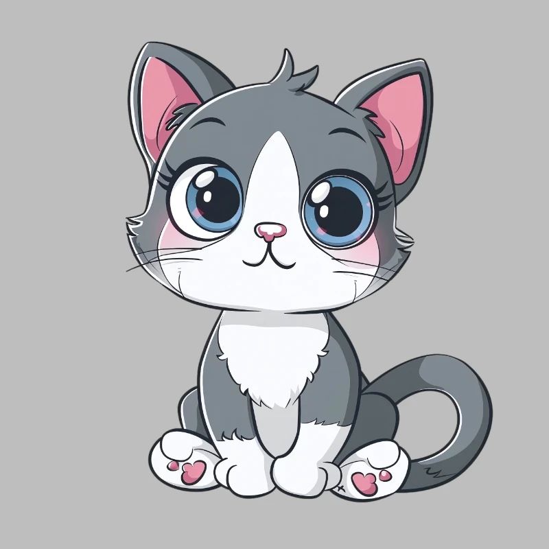 Chat mignon avec de grands yeux et des cœurs de pattes