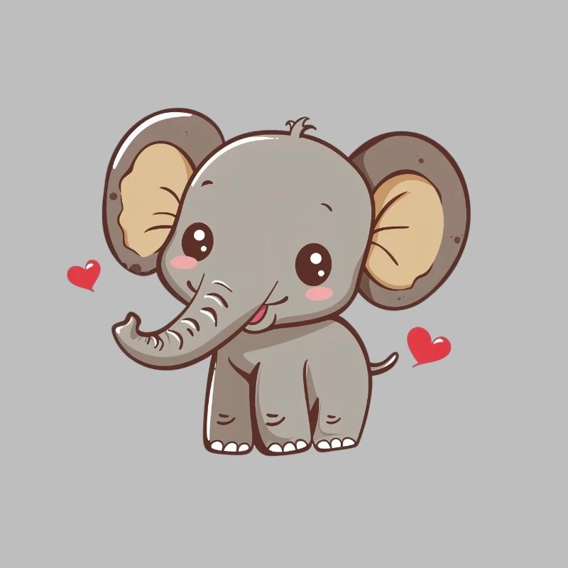 Cute elephant with hearts