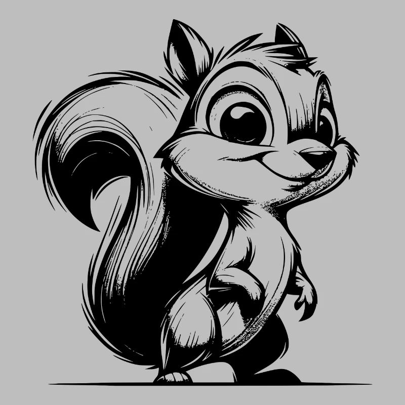 Small Pencil Squirrel Stroke Drawing