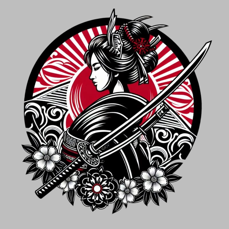 Samurai Mädchen Blumen