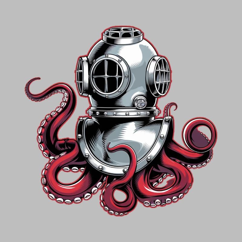 Squid with diving helmet