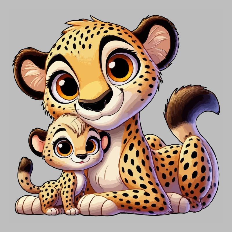 Guépard avec enfant