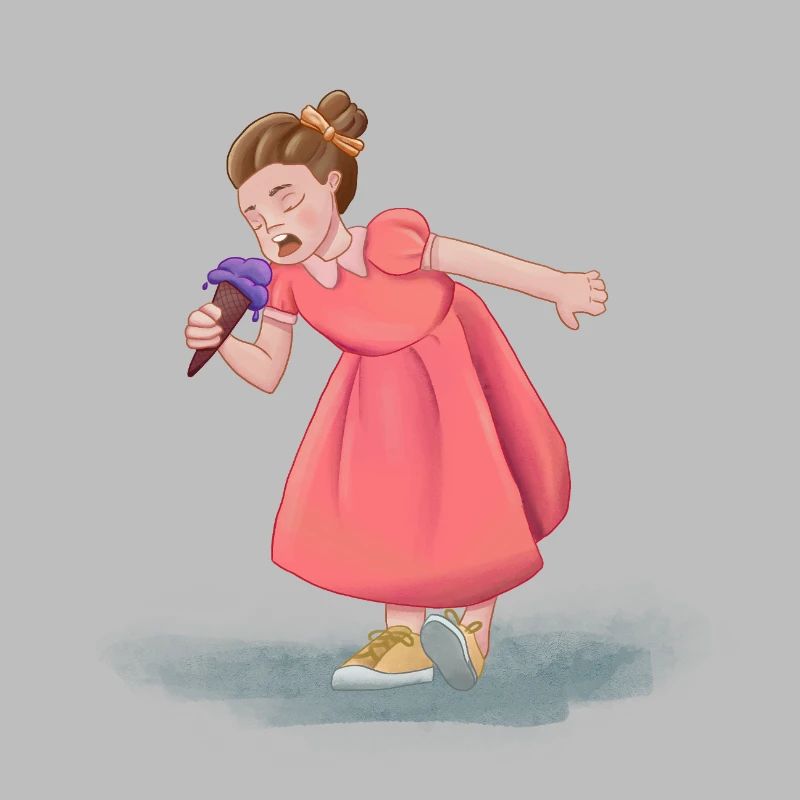 Mädchen mit Kleid und Eis