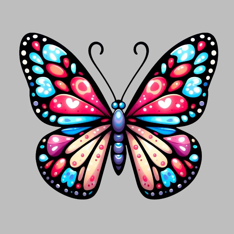 Multicoloured butterfly, symbol of lightness