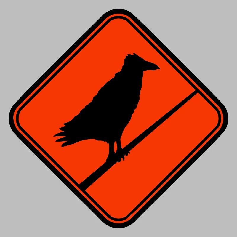Raven Sitting Caution Cable Sign Note