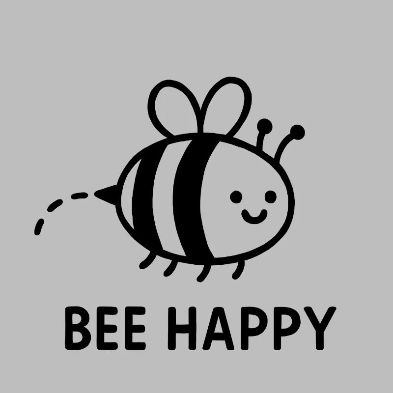 Bee Happy – Cute Smiling - black