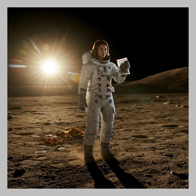 Lunar exploration in a setting.