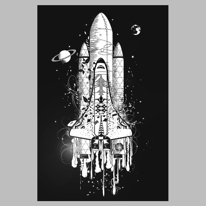 Imaginative space shuttle in graffiti style
