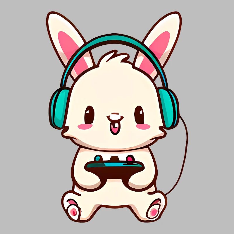 00245 Hase mit Kopfhörer und Controller
