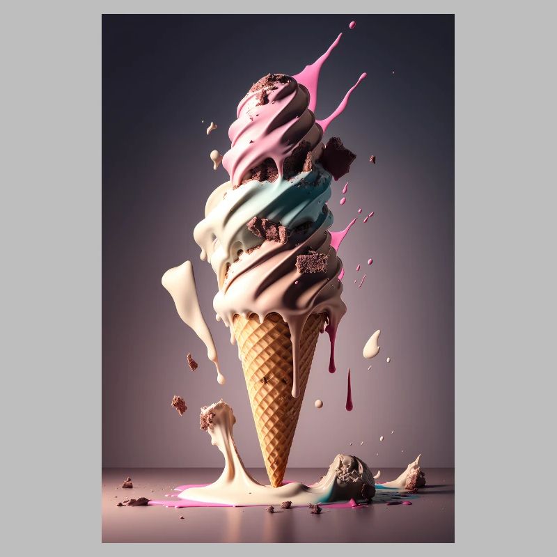 Cornet de crème glacée mangeant des bonbons sucrés restauration rapide