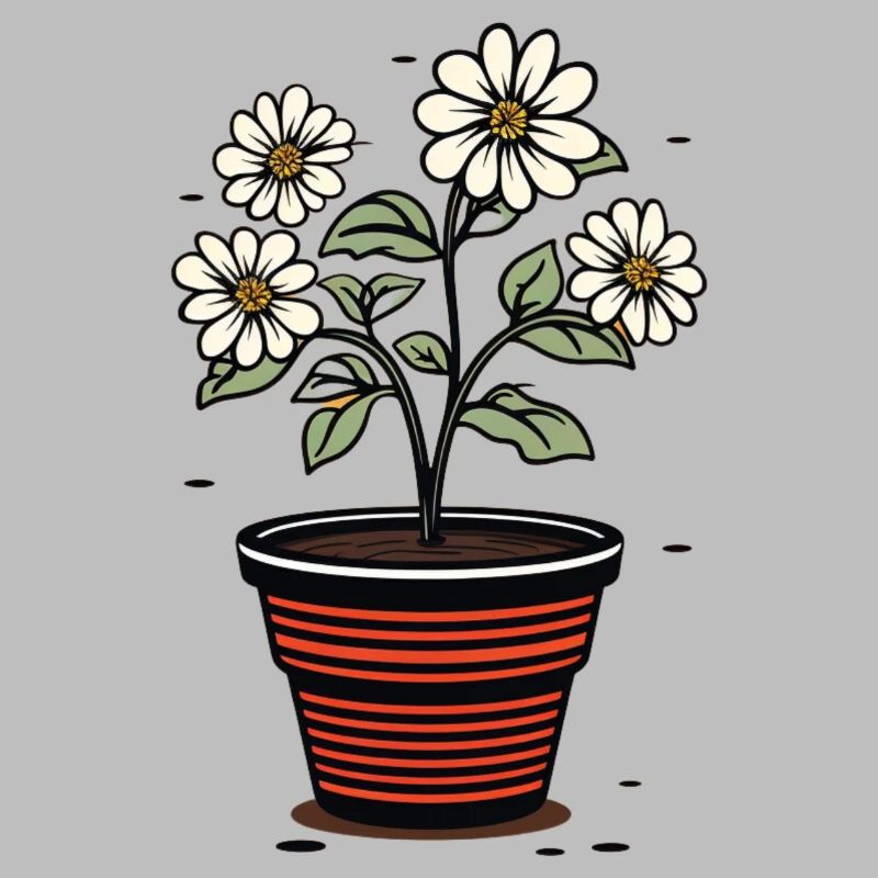 Pot de fleurs mignon style fleurs blanches