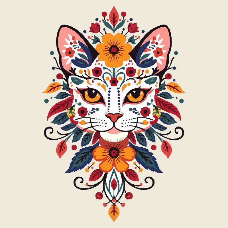 Blumenkatze Floral Stil