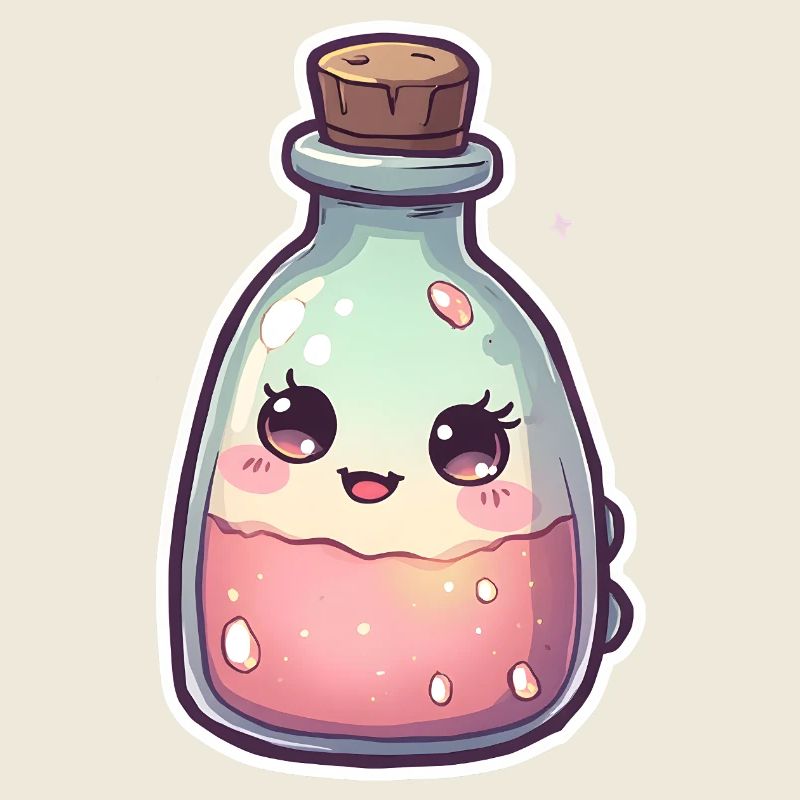 Cute kawaii cake potion bottle