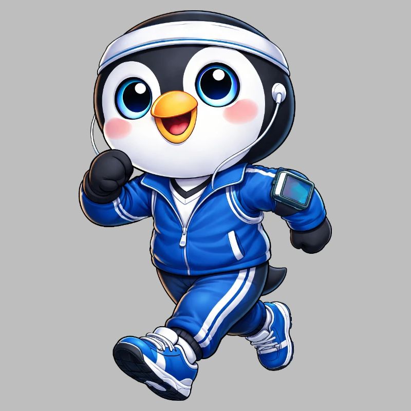 Marathon de jogging de pingouin sympa