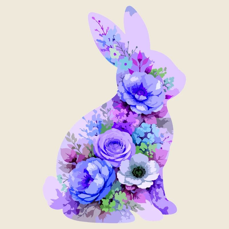 Fleurs pastel de lapins