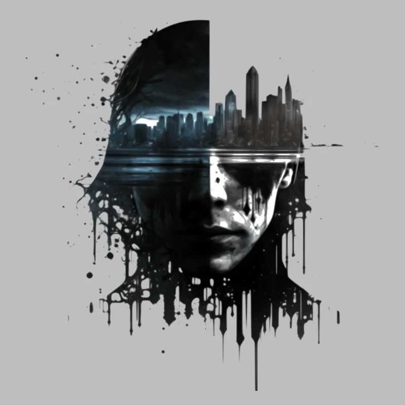 Cyberspace hacker in dystopian future