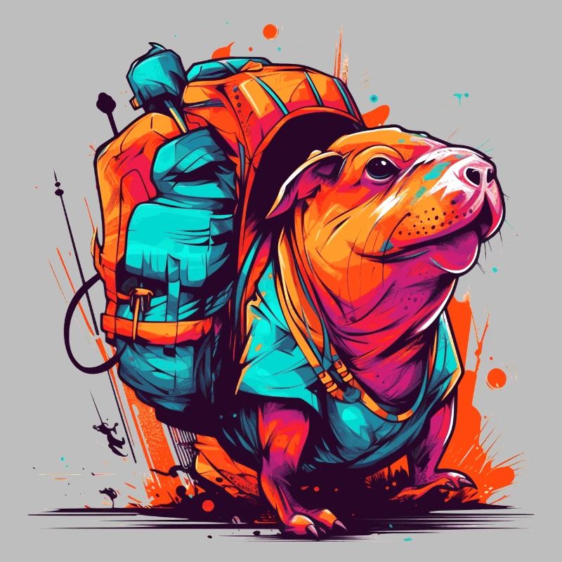 Mole rat fully on the move with backpack