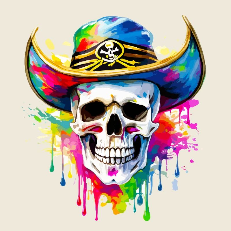 Skull Color with Hat