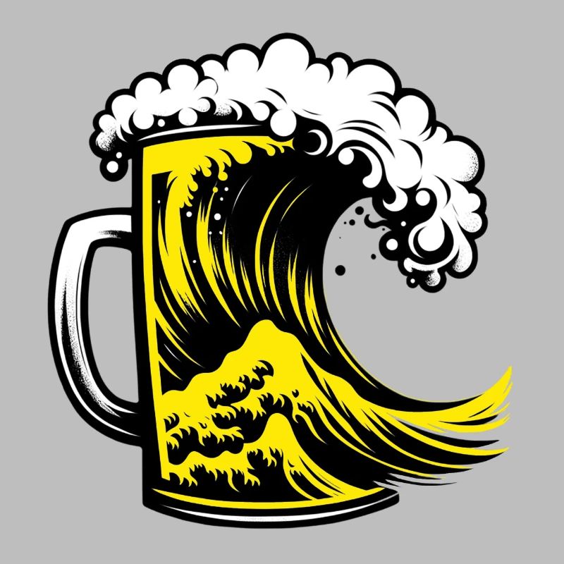 La grande vague de bière Source de bière Beauté mousseuse