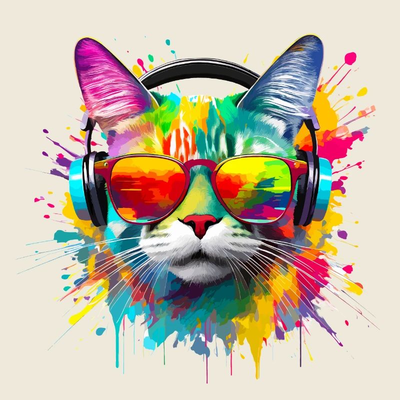 Chat couleur look Hipster