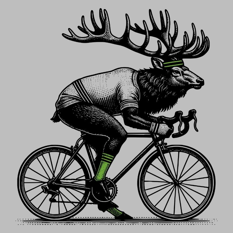 Radfahrender Elch