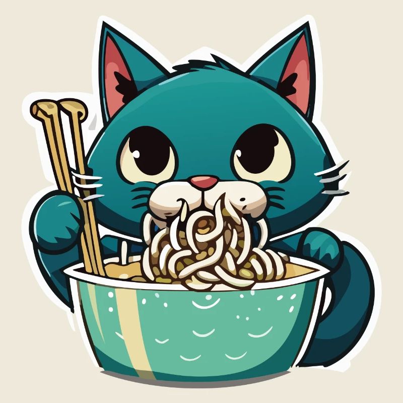 Cat Eats Instant Noldes