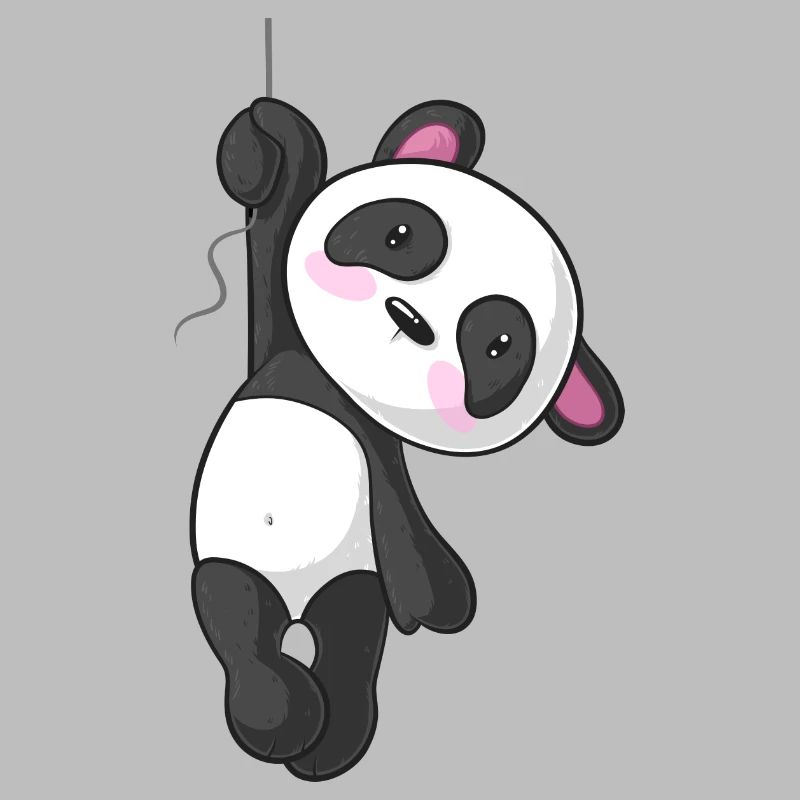 Hängender Comic Panda
