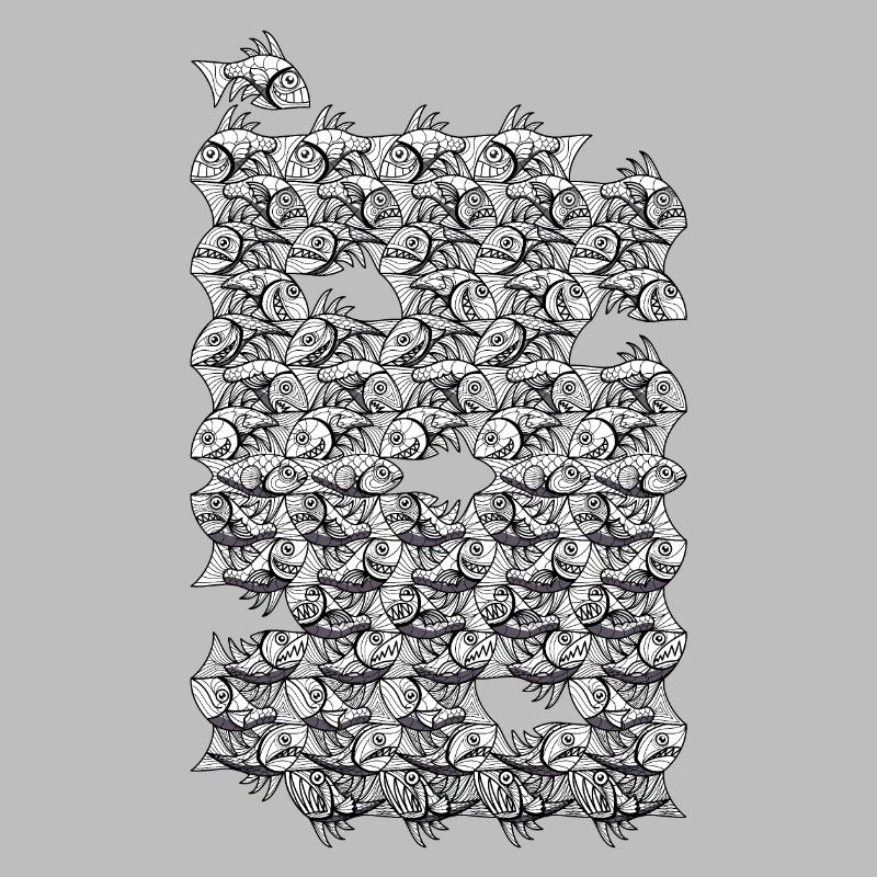 Repeated monochrome fish