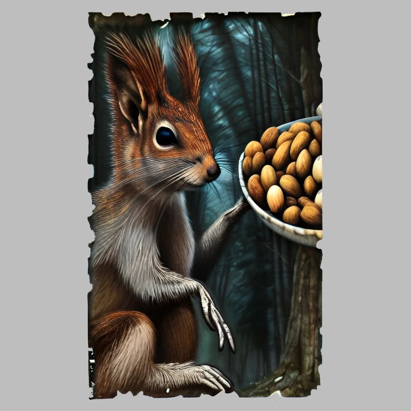 Cooles Comic-Porträt einer wilden roten Eichhörnchen-Nuss