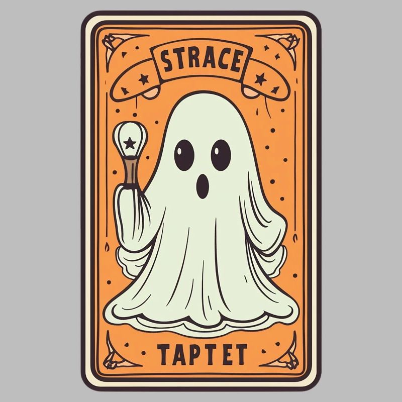 Tarot Card Ghost with Stick