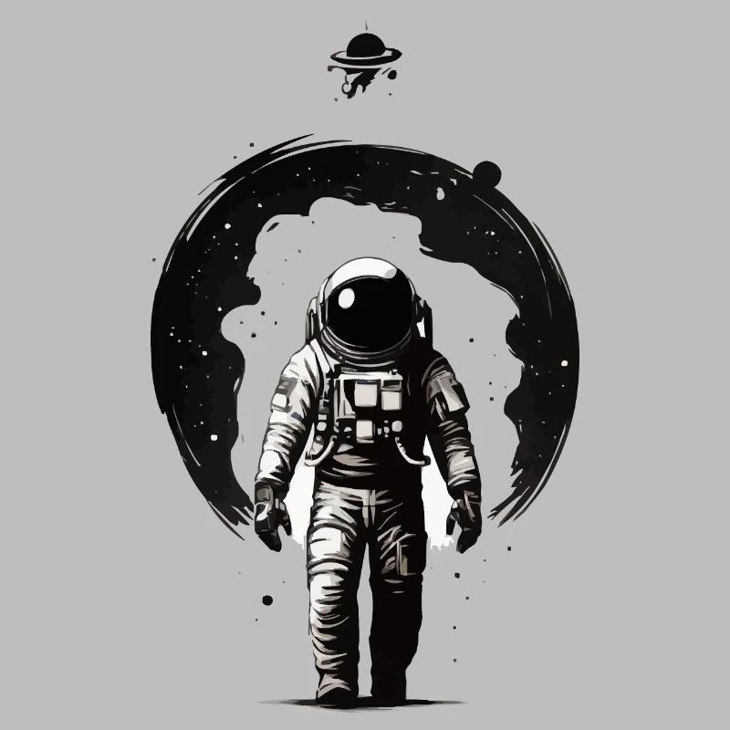 ASTRONAUTE DANS L’ESPACE SORTANT DU TROU NOIR