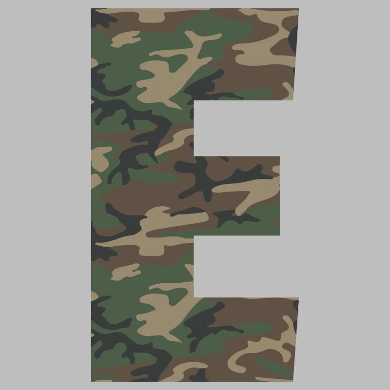 Tough letter E in camouflage pattern! Enlarge or