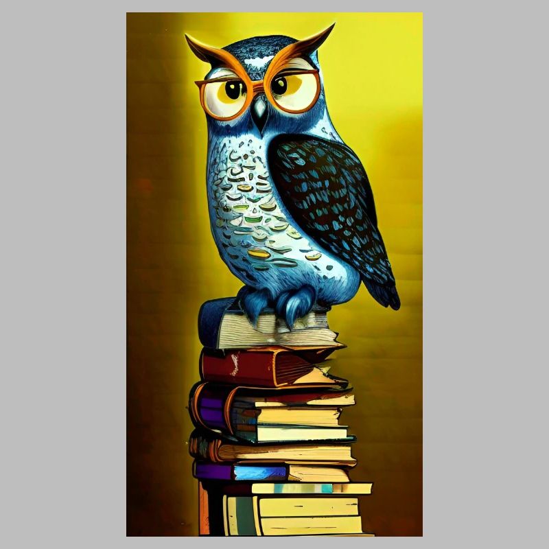 Comic Cartoon Creepy Bookworm Book Stack