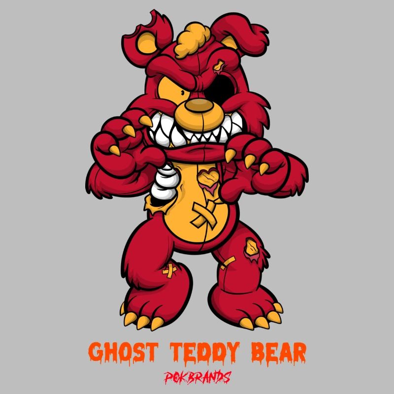 Ghost teddy bear design comics style