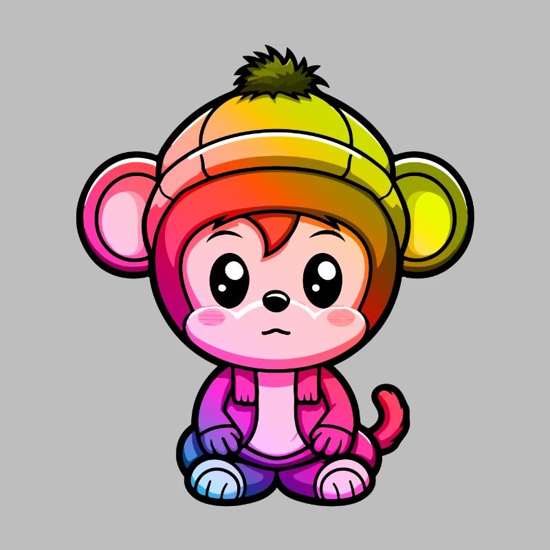 Affe Winter Tier Bunt Comic