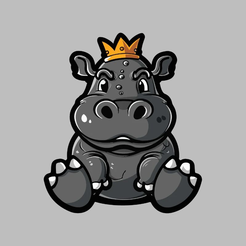 Nilpferd Comic Krone