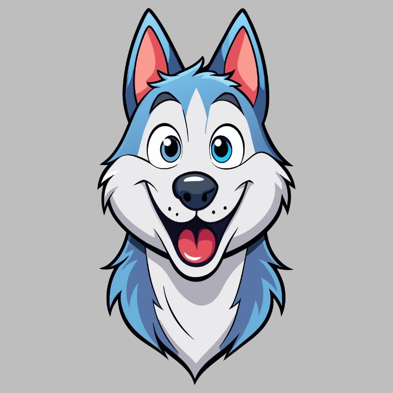 Mischievous Grinning Husky Artwork