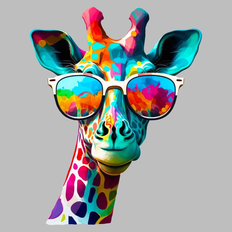 Fun Color Giraffe with Sunglasses