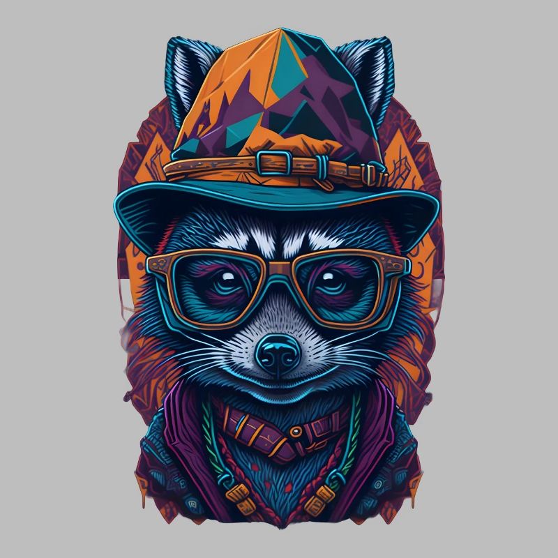 Mignon raton laveur avec chapeau et drôles de lunettes