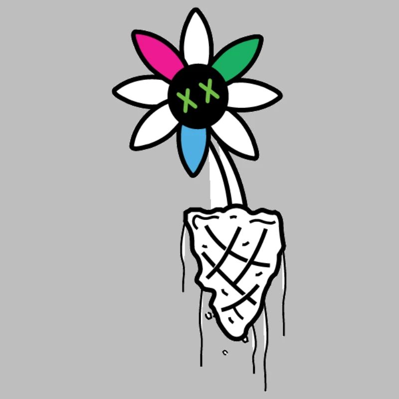 Illustration de crâne de fleur vive